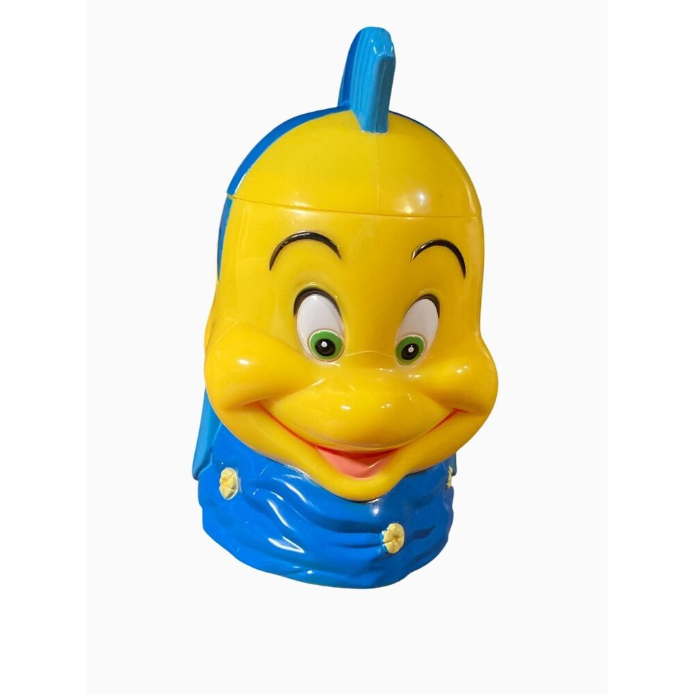 Disney Flounder Fish-Shaped Plastic Mug With Hinged Lid